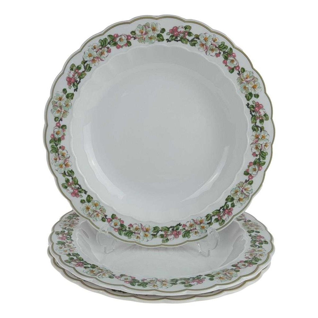 [458167173] 3er Set Suppenteller 21,8 cm Eschenbach Blumenranke gebraucht - akzeptabel