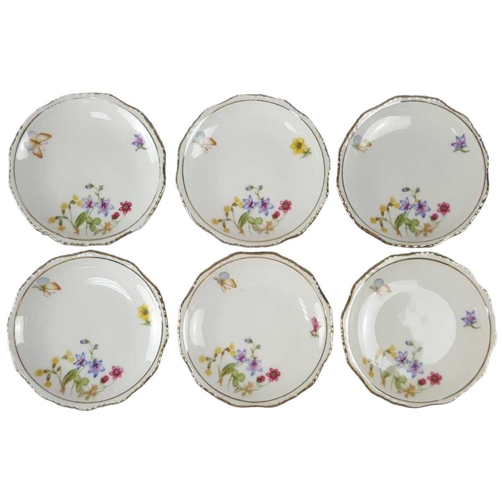 [45816782] 6er Set Glasuntersetzer 10,6 cm Winterling Röslau Blumen gebraucht - gut