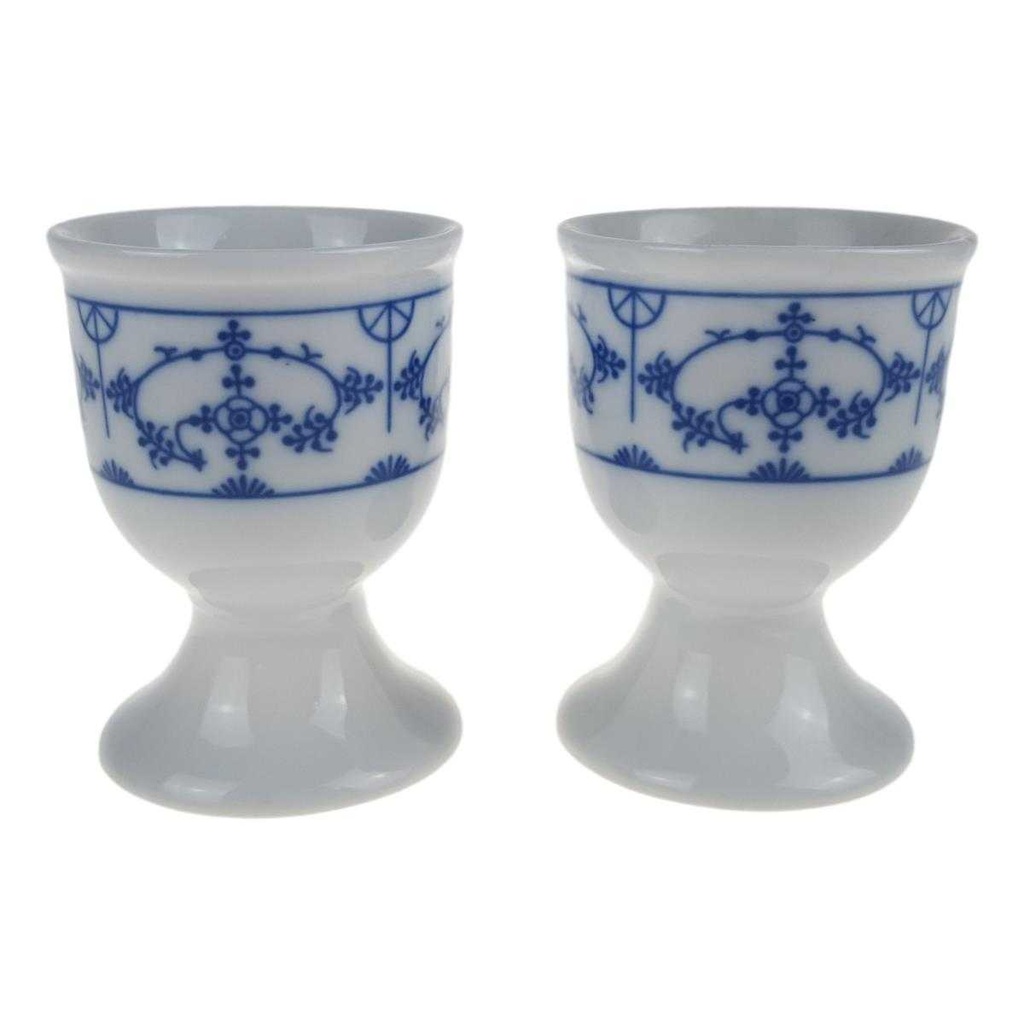 [458168101] 2er Set Eierbecher auf Fuß Indisch Blau Strohblume gebraucht - gut