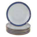 6er Set Untertasse Goldrand 14,9 cm Seltmann Weiden Vohenstrauß weiß Blau Dekor Blaudekor gebraucht - gut