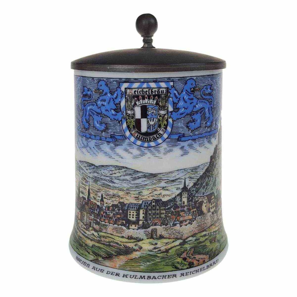 [458168386] Bierkrug mit Zinndeckel 0,6 L AK Kaiser gebraucht - gut