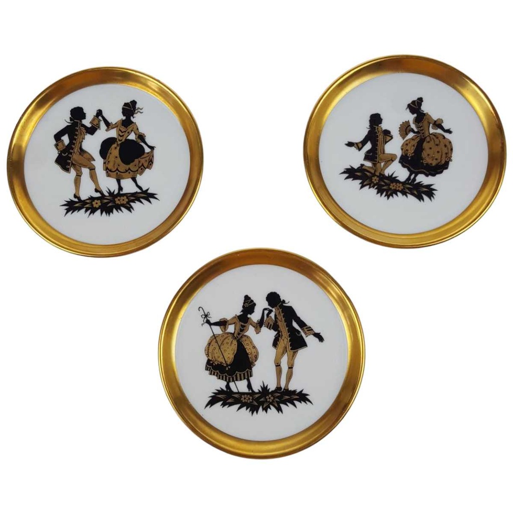 [458168675] 3er Set Untersetzer 9,9 cm Fürstenberg 3413 Rokoko gebraucht - gut