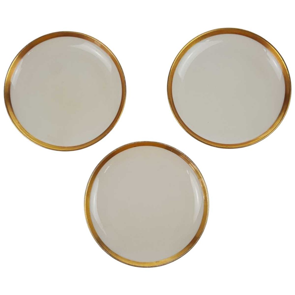 [458168706] 3er Set Untersetzer Goldrand 10,2 cm Rosenthal Beige gebraucht - gut