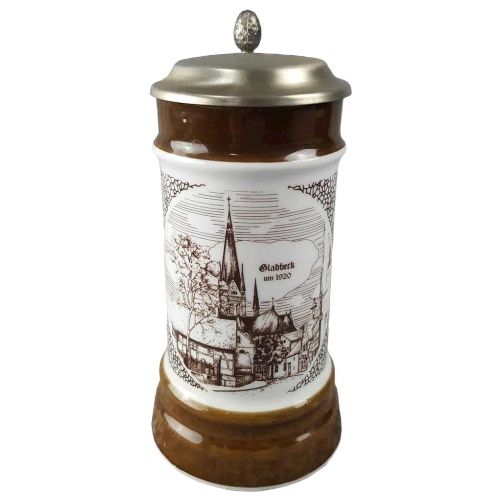 [45817092] Bierkrug mit Zinndeckel Retsch Wunsiedel Braun gebraucht - gut