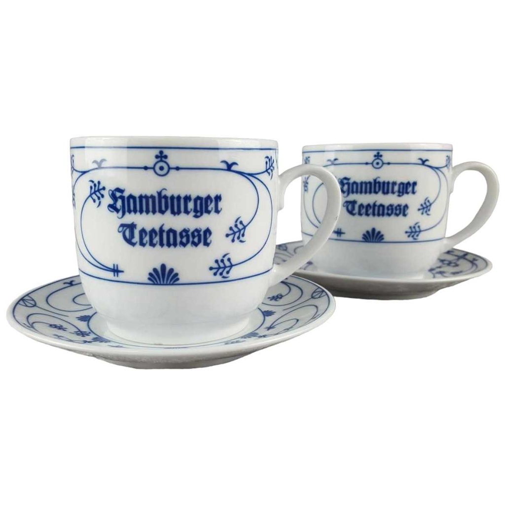 [45817388] 2er Set Teetasse Tasse Julius Lange Kahla Indisch Blau Strohblume Hamburger gebraucht - gut