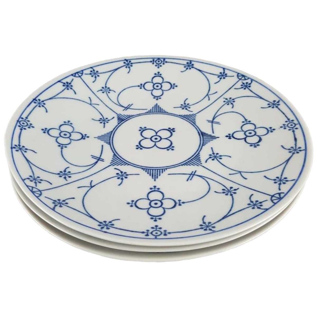 [45817429] 3er Set Kuchenteller 19,7 cm Bareuther Indisch Blau Strohblume Bavaria gebraucht - gut