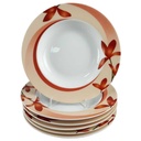 6er Set Suppenteller 21,7 cm Wellco Design Krefeld Einzelteile Blumen Rot gebraucht - gut