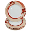 5er Set Speiseteller Essteller 26,8 cm Wellco Design Krefeld Einzelteile Blumen Rot gebraucht - akzeptabel