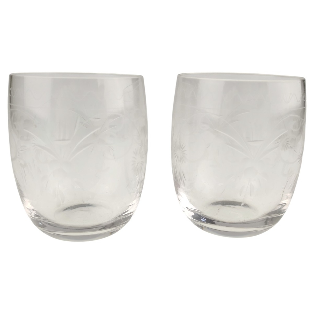 [SET2-458166654] 2er Set Schnapsgläser Pinnchen Schnapsglas Blumen Transparent gebraucht - sehr gut