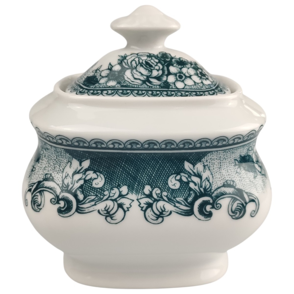 Zuckerdose Mitterteich Form 850 Blumendekor grün