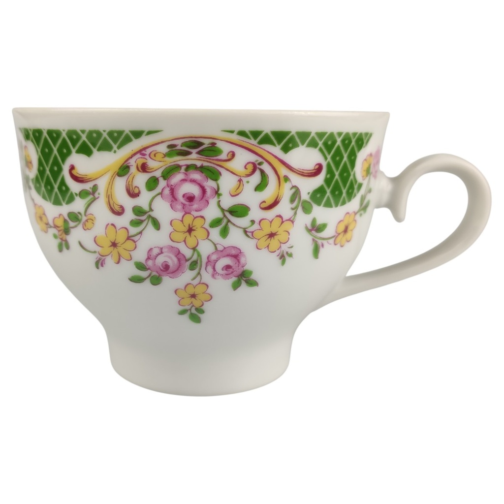 Kaffeetasse Seltmann Weiden Florales Muster gründes Gitter