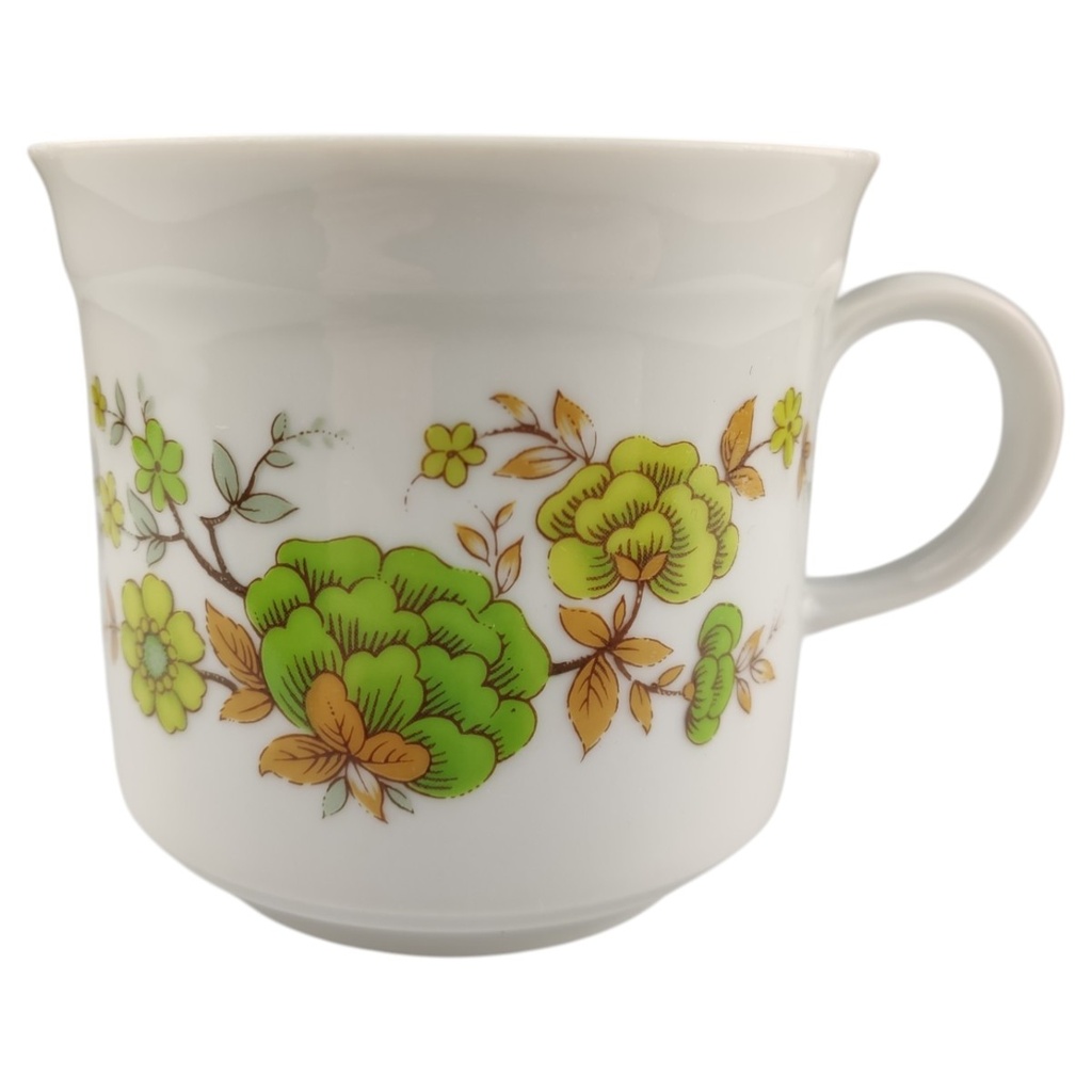 Kaffeetasse Mitterteich Form 990 Weiß Grün mit Blumendekor