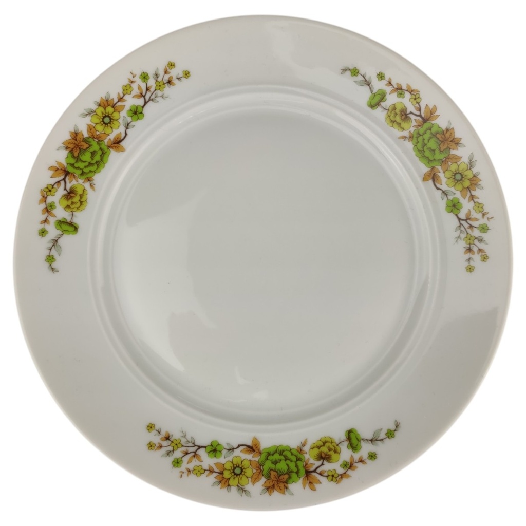 Kuchenteller 19,7 cm Mitterteich Form 990 Weiß Grün mit Blumendekor