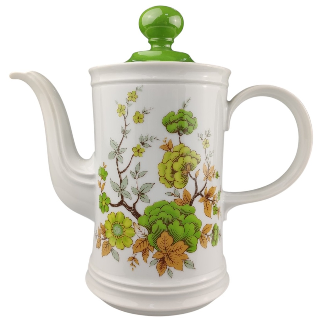 Kaffeekanne 1,2 L Mitterteich Form 990 Weiß Grün mit Blumendekor