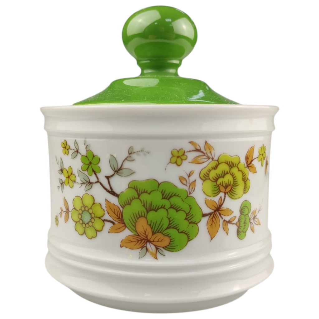Zuckerdose Mitterteich Form 990 Weiß Grün mit Blumendekor