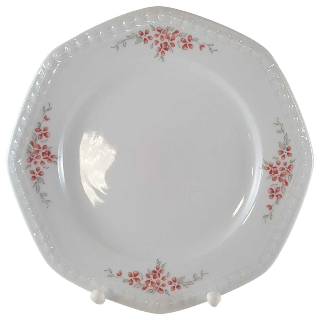 Kuchenteller Dessertteller Frühstücksteller 19,2 cm Seltmann Weiden Andrea rote Blütenranke