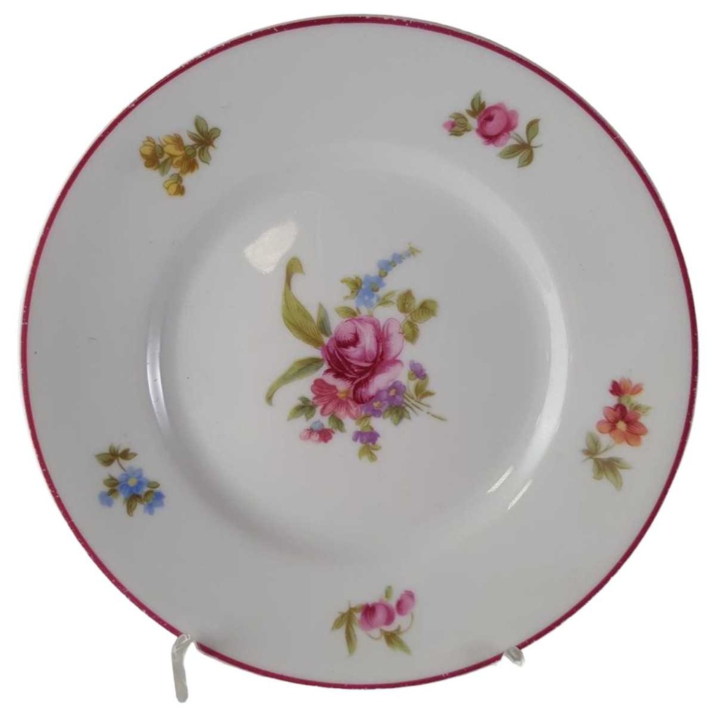 [458132681] Brotteller 16,2 cm Hutschenreuther Olivia bunte Blumen roter Rand (Dekor 1)
