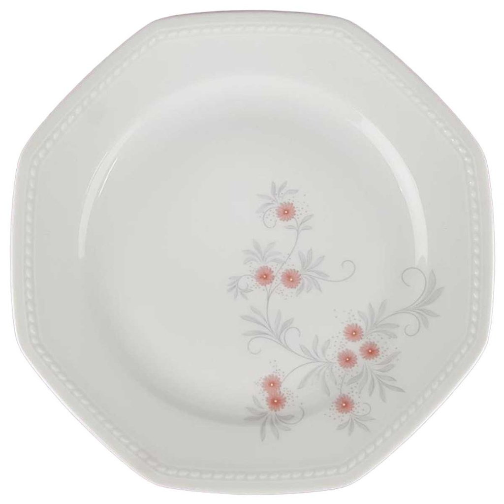 Speiseteller Essteller 24,3 cm Schirnding Bavaria Paris Blumendekor Rosa Grau Blumen
