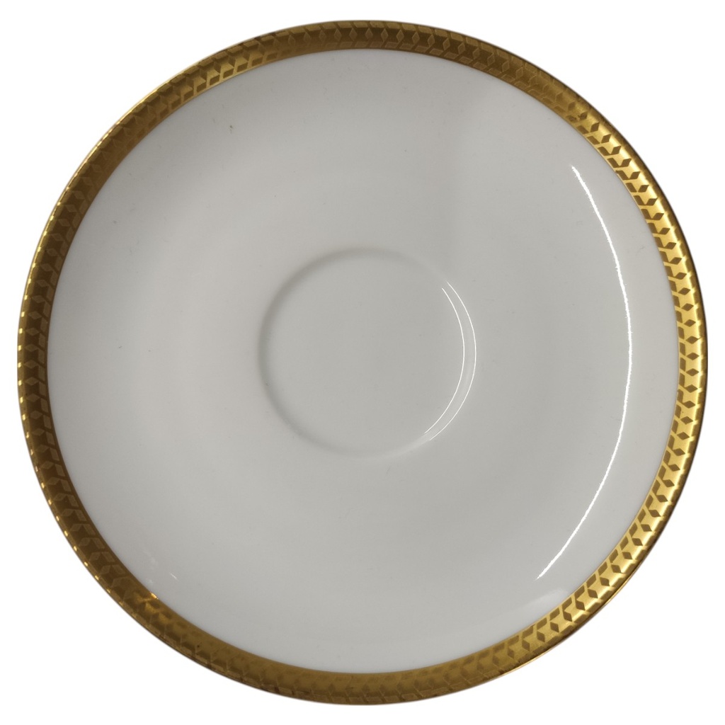 Untertasse für Kaffee Goldrand 14,2 cm Thomas Porzellan Unbekannte Formen Weiß