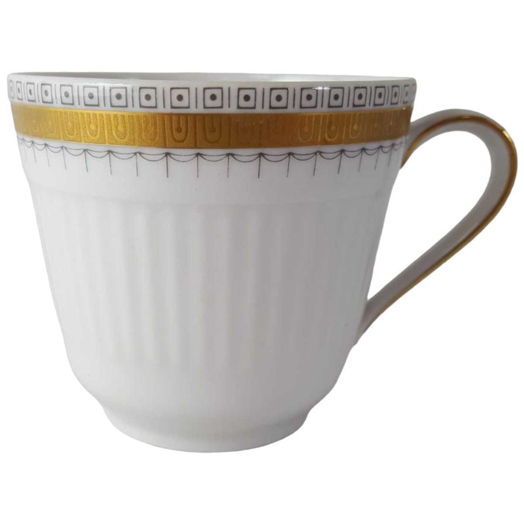 [458137632] Kaffeetasse Tasse Seltmann Weiden Vohenstrauß Grau Gold Dekor (gebraucht - sehr gut)