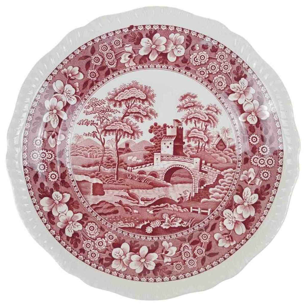 Kuchenteller Dessertteller Frühstücksteller 19,5 cm Spode Copeland Pink Tower Rot