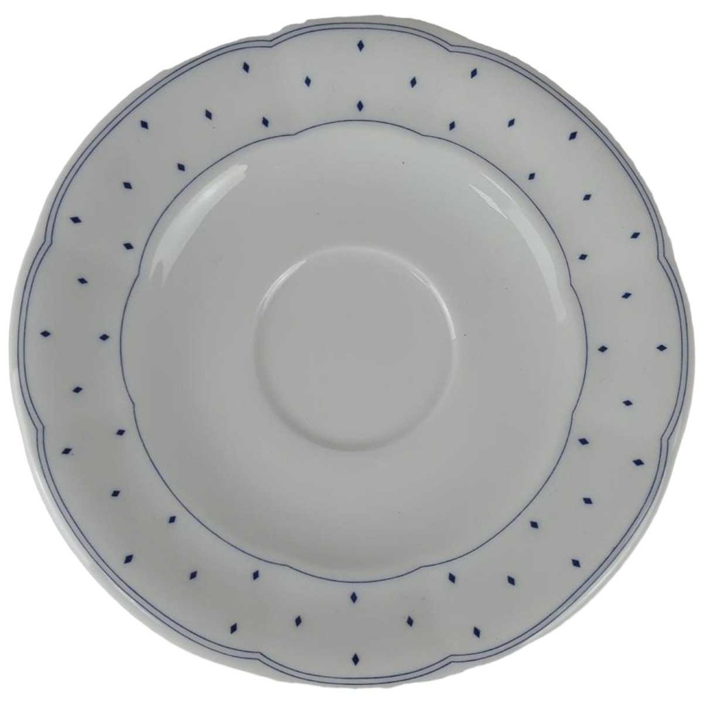 Untertasse für Kaffee 14,6 cm Marienbad Ingres Weiss Blaue Rauten
